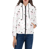 Poodle dog rose cake pattern Women's Padded Hooded Jacket