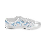 Blue whale pattern Men's Low Top Shoes White