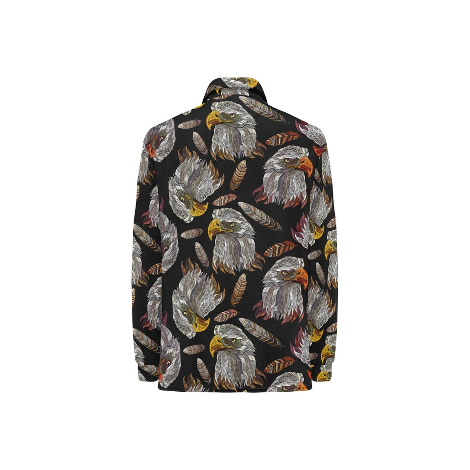 Eagle Pattern Print Design 05 Women's Long Sleeve Polo Shirt
