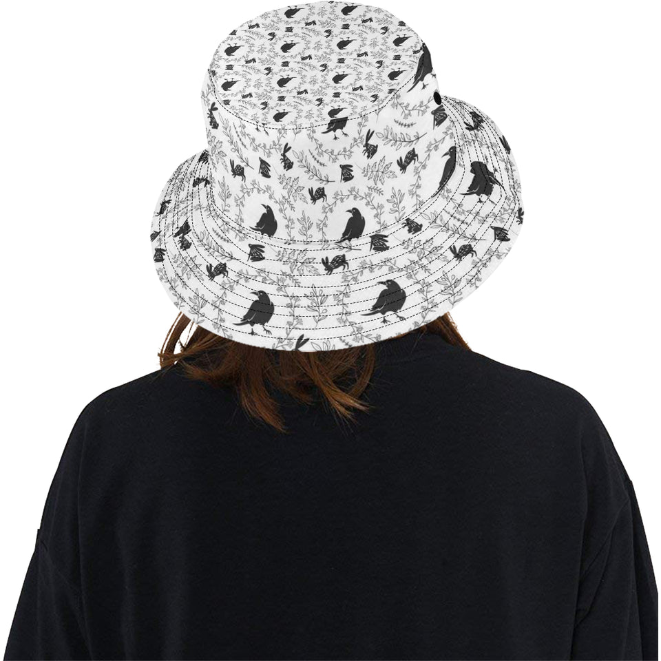 Crows floral wreath rabbit pattern Unisex Bucket Hat