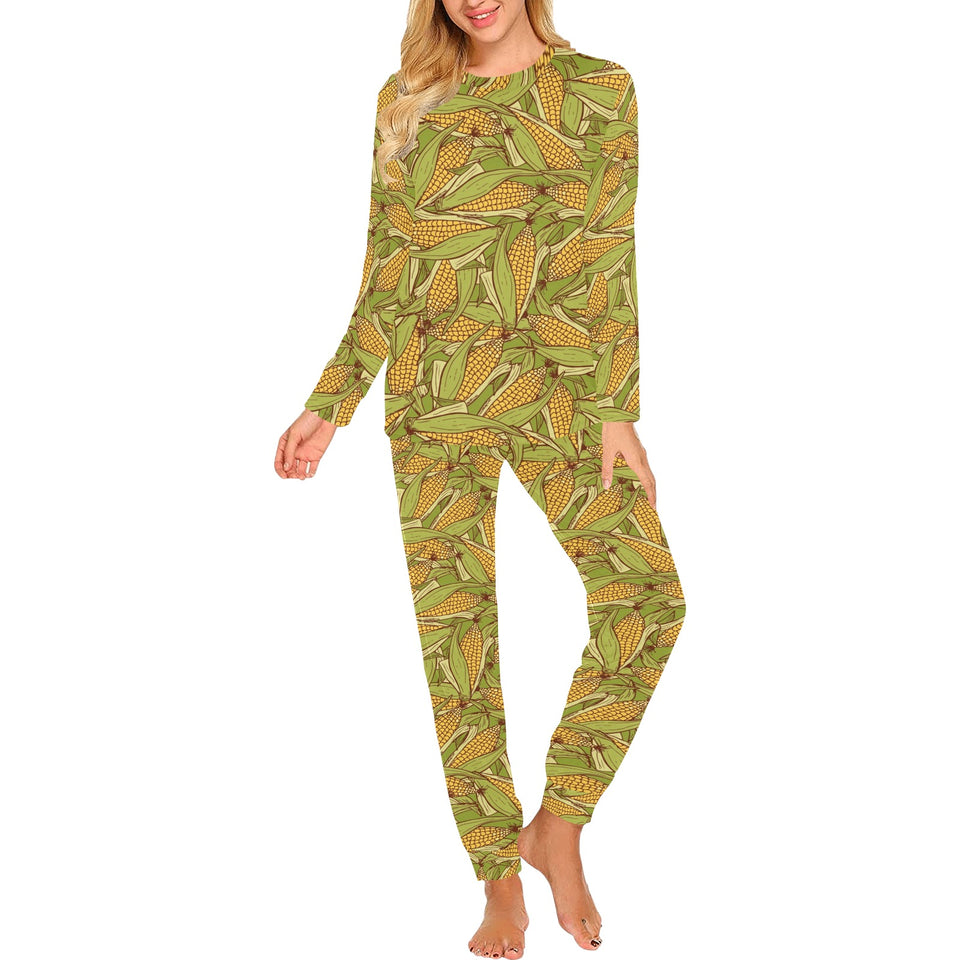 Corn Pattern Print Design 01 Women's All Over Print Pajama Set