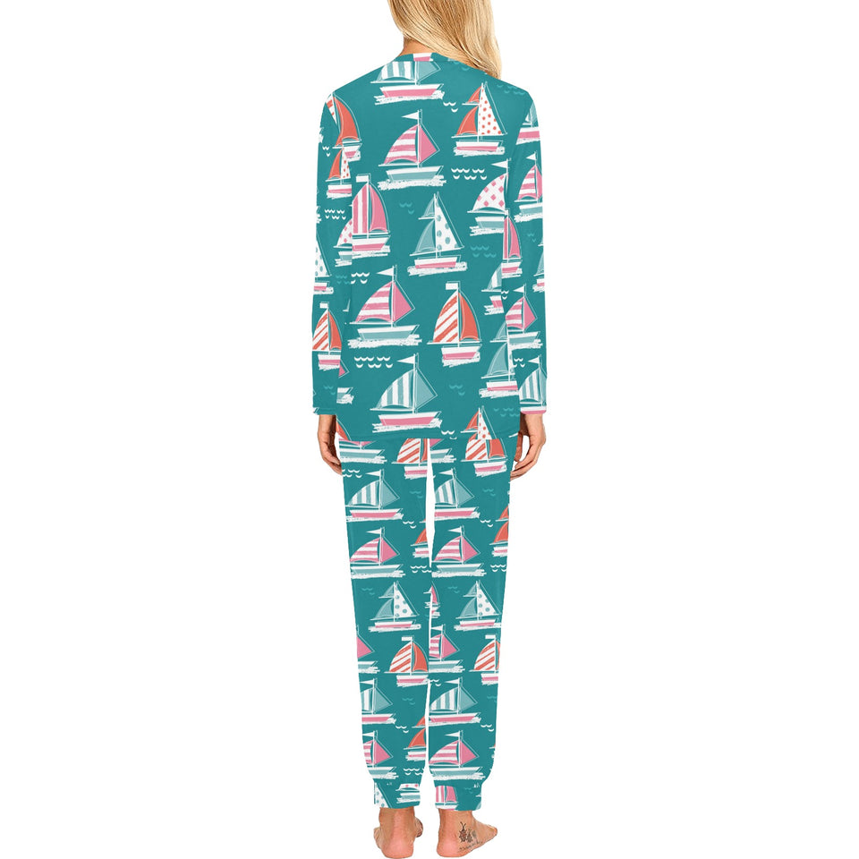 Cute sailboat pattern Women's All Over Print Pajama Set