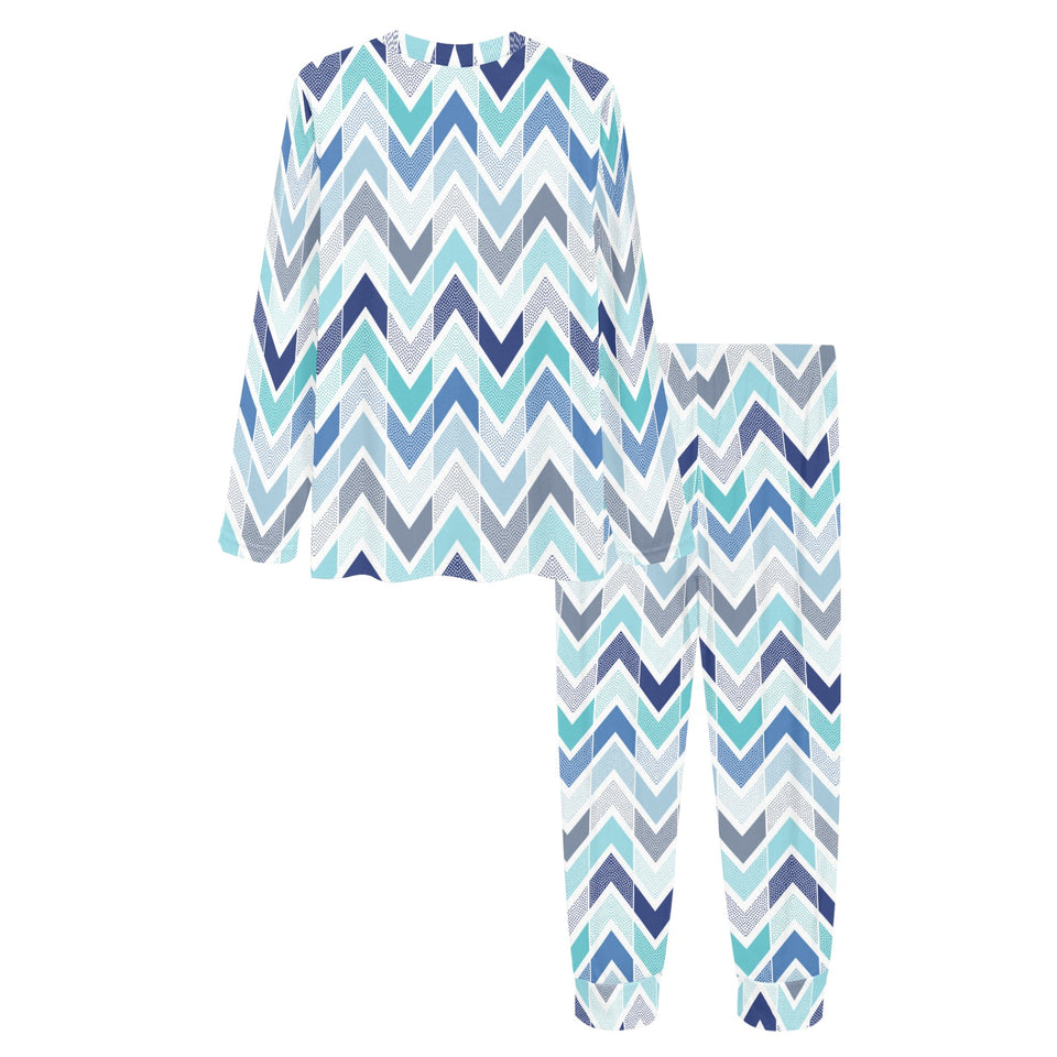 zigzag chevron blue pattern Women's All Over Print Pajama Set