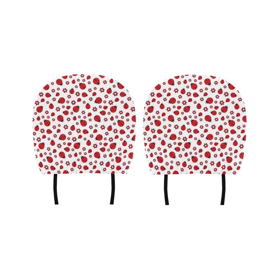 Ladybug Pattern Print Design 04 Car Headrest Cover