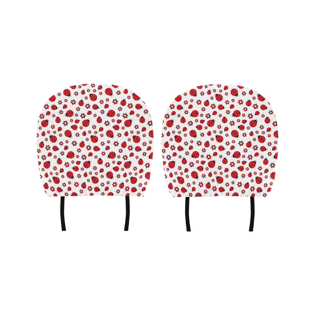 Ladybug Pattern Print Design 04 Car Headrest Cover