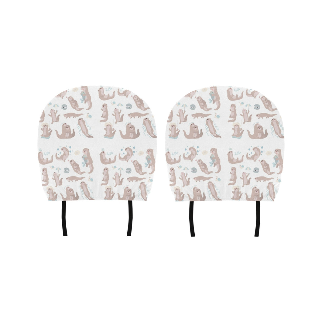 Cute sea otters pattern Car Headrest Cover