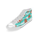 Octopuses sea wave background Men's High Top Canvas Shoes White
