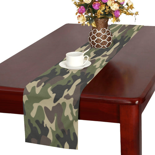 Dark Green camouflage pattern Table Runner