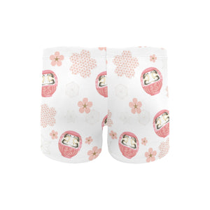 Daruma japanese wooden doll cherry blossom flower Men's Swimming Trunks