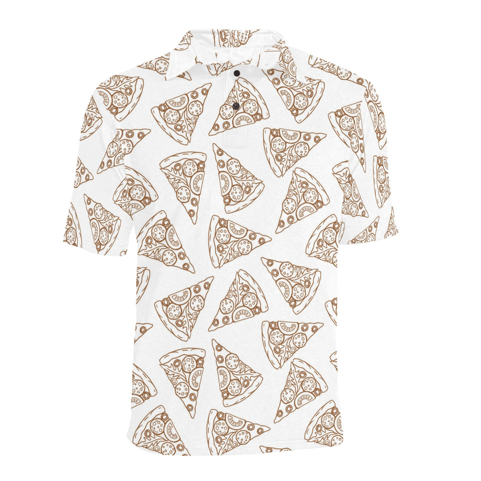 Hand drawn pizza pattern Men's All Over Print Polo Shirt