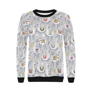 Cute Llama Alpaca pattern Women's Crew Neck Sweatshirt