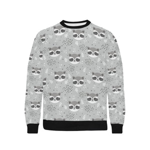Cute raccoons leaves dot Men's Crew Neck Sweatshirt