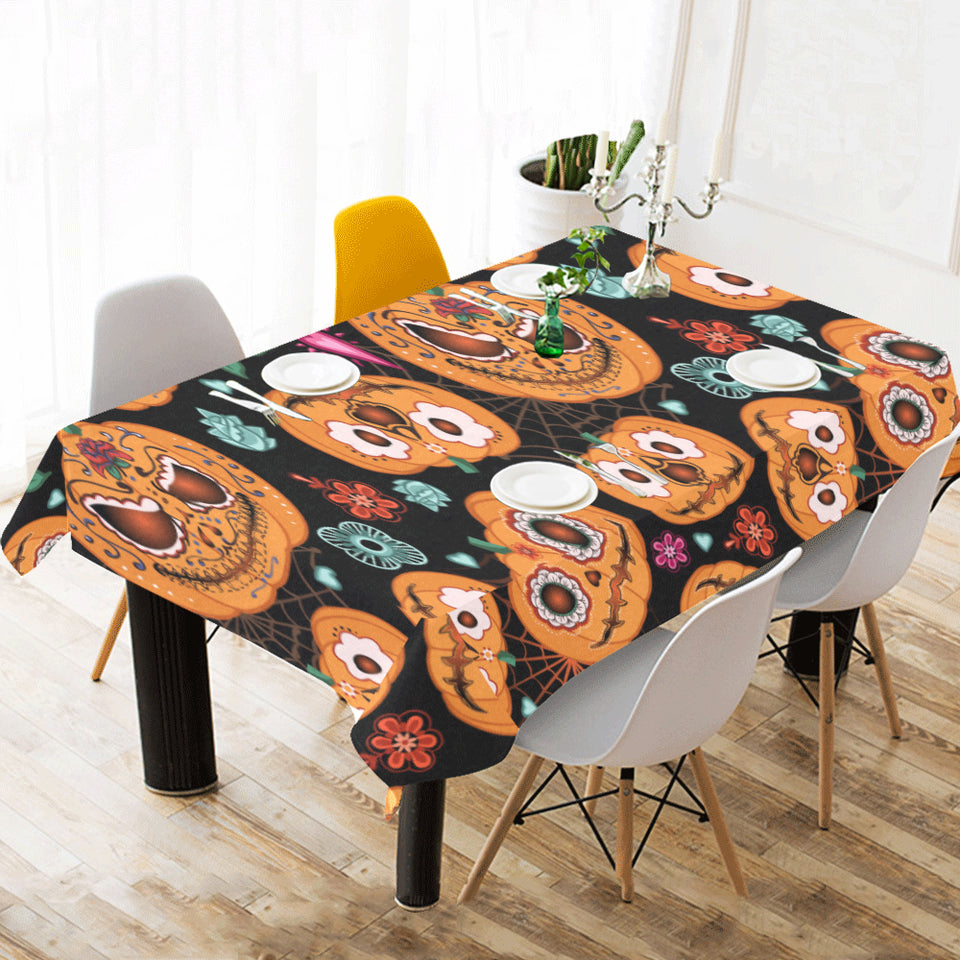 Pumpkin flowers spiderweb Halloween theme Tablecloth
