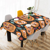 Pumpkin flowers spiderweb Halloween theme Tablecloth