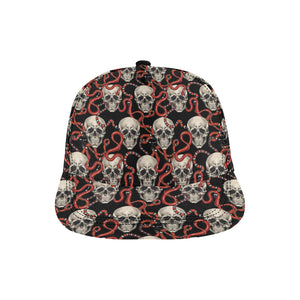 Red snake skull pattern All Over Print Snapback Cap