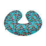 Boomerang Australian aboriginal ornament blue back U-Shaped Travel Neck Pillow