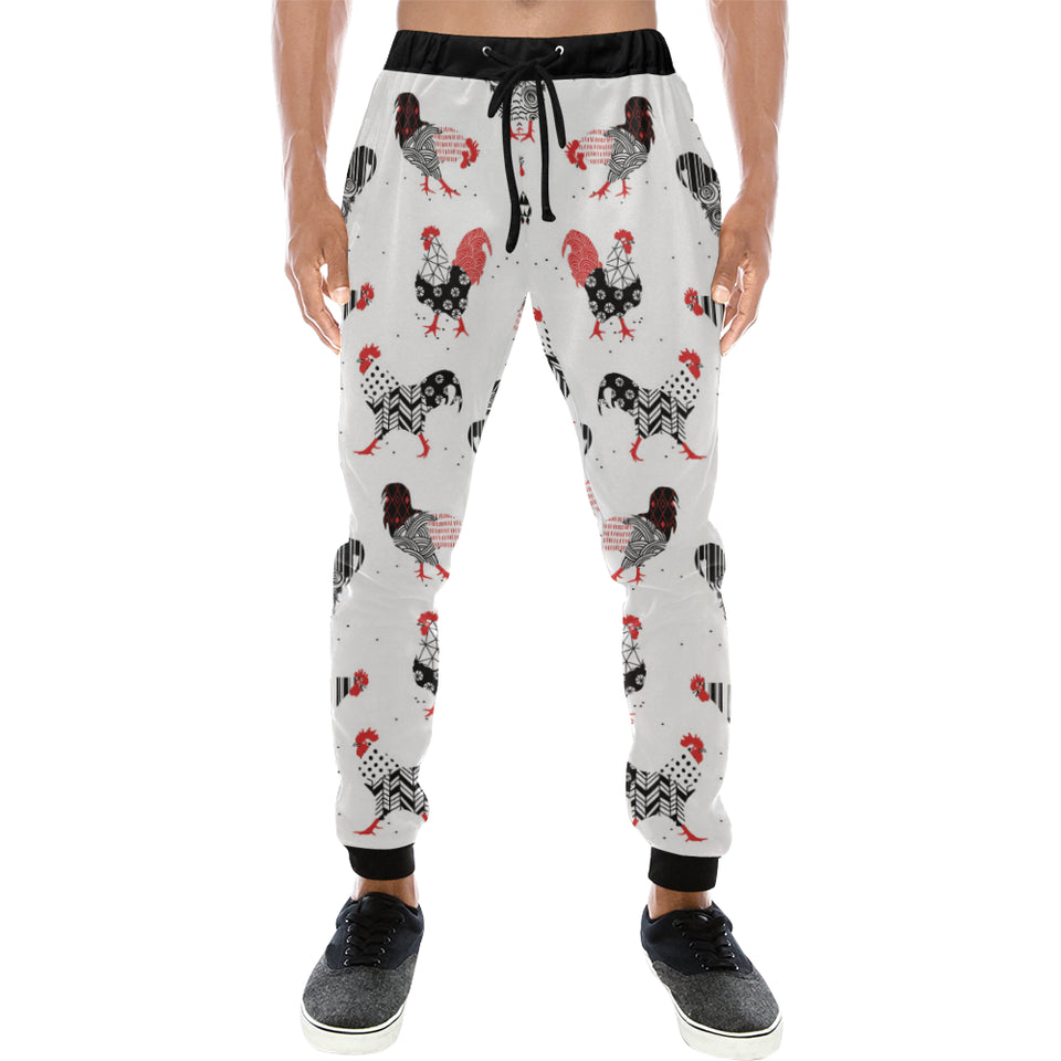 Cool rooster chicken cock floral ornament backgrou Unisex Casual Sweatpants