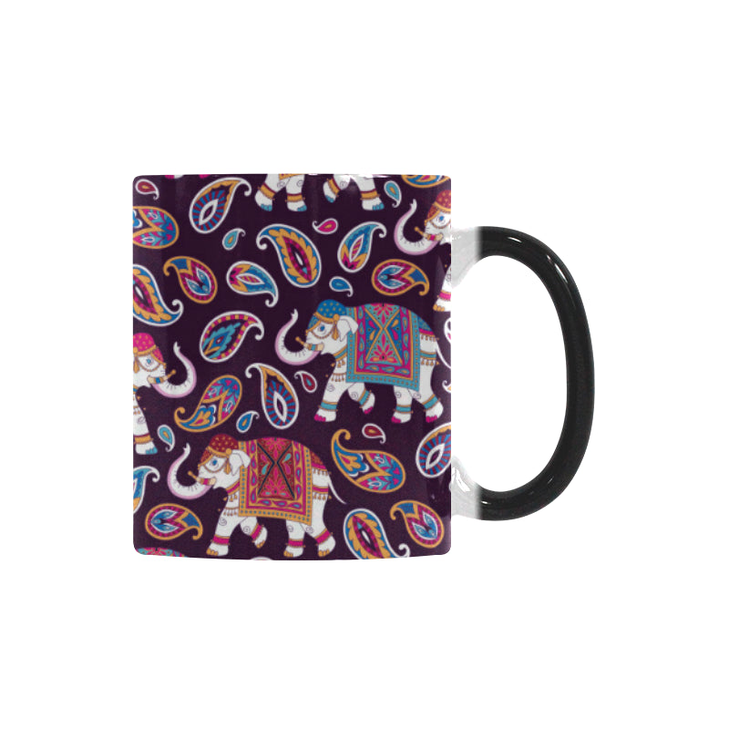 Elephant indian style ornament pattern Morphing Mug Heat Changing Mug