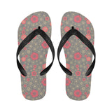 Red gold Sakura cherry blossom gray background Unisex Flip Flops