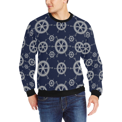 nautical steering wheel design pattern Men's Crew Neck Sweatshirt