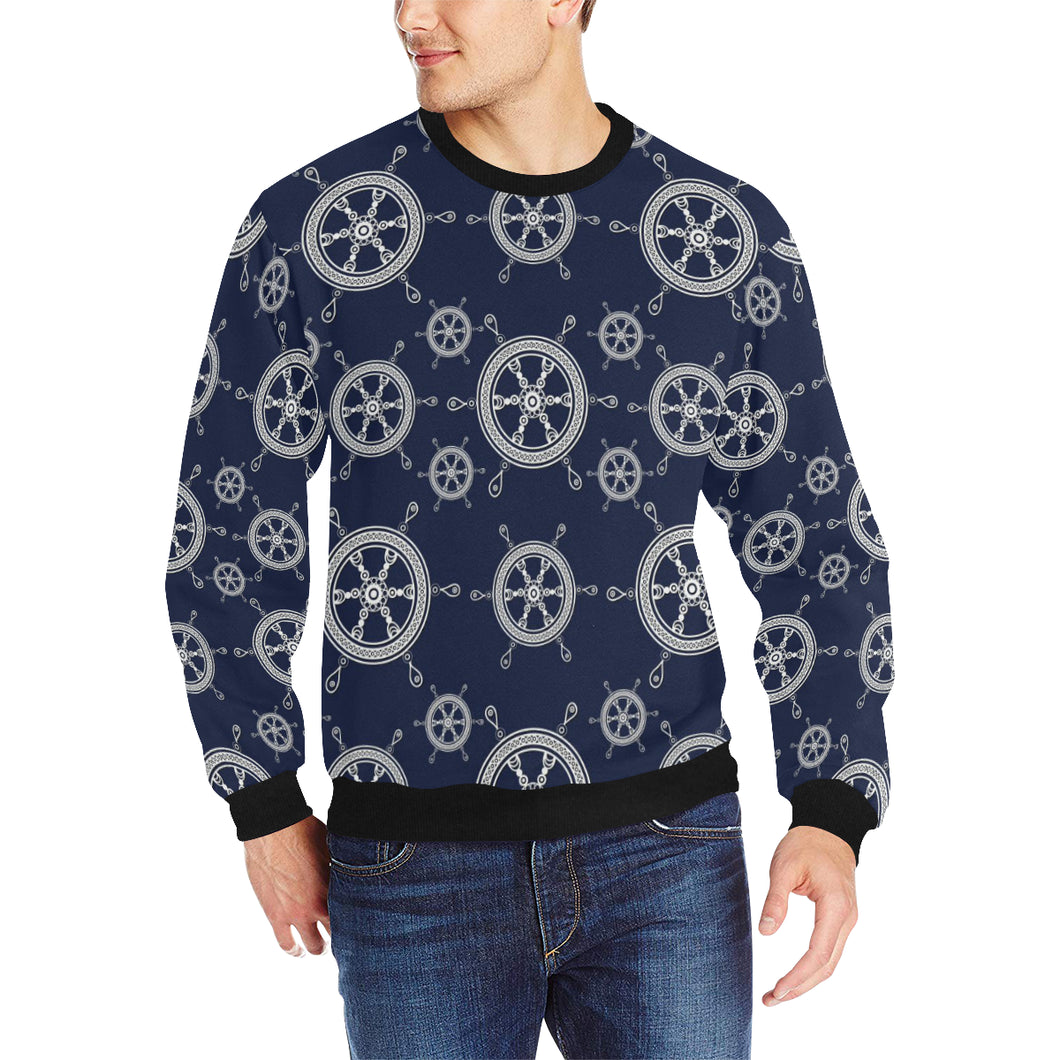 nautical steering wheel design pattern Men's Crew Neck Sweatshirt