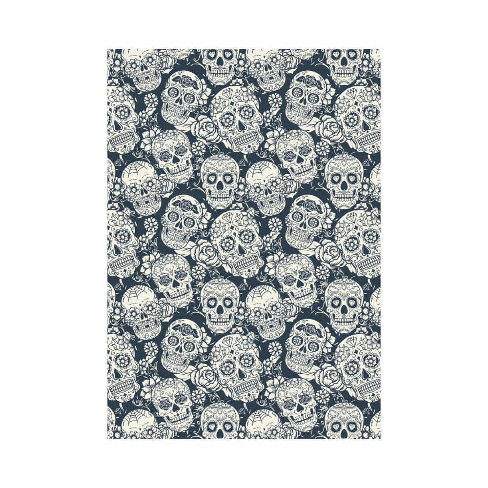 Sugar skull black white pattern House Flag Garden Flag