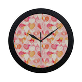 Hand drawn heart design pattern Elegant Black Wall Clock