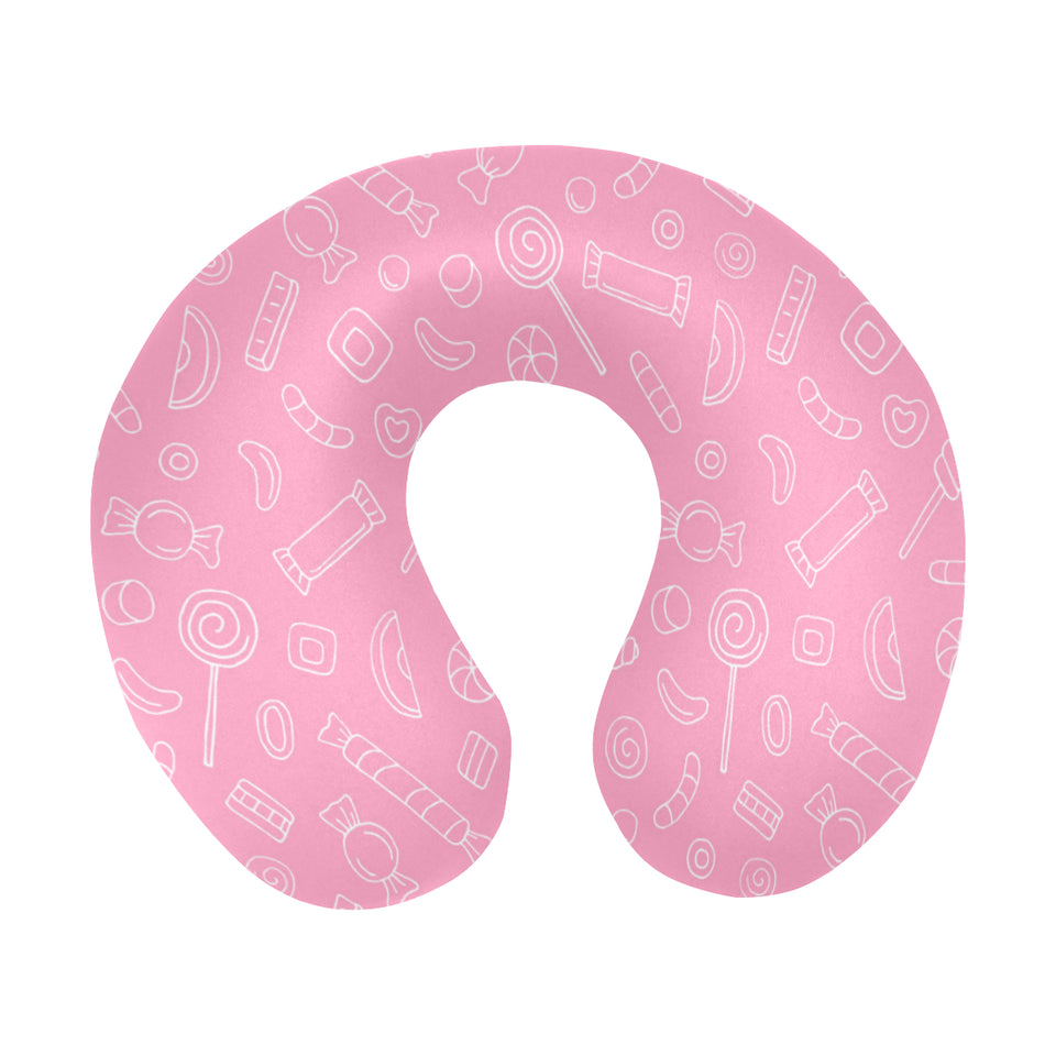 Sweet candy pink background U-Shaped Travel Neck Pillow