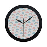 Cute rainbow clound pattern Elegant Black Wall Clock