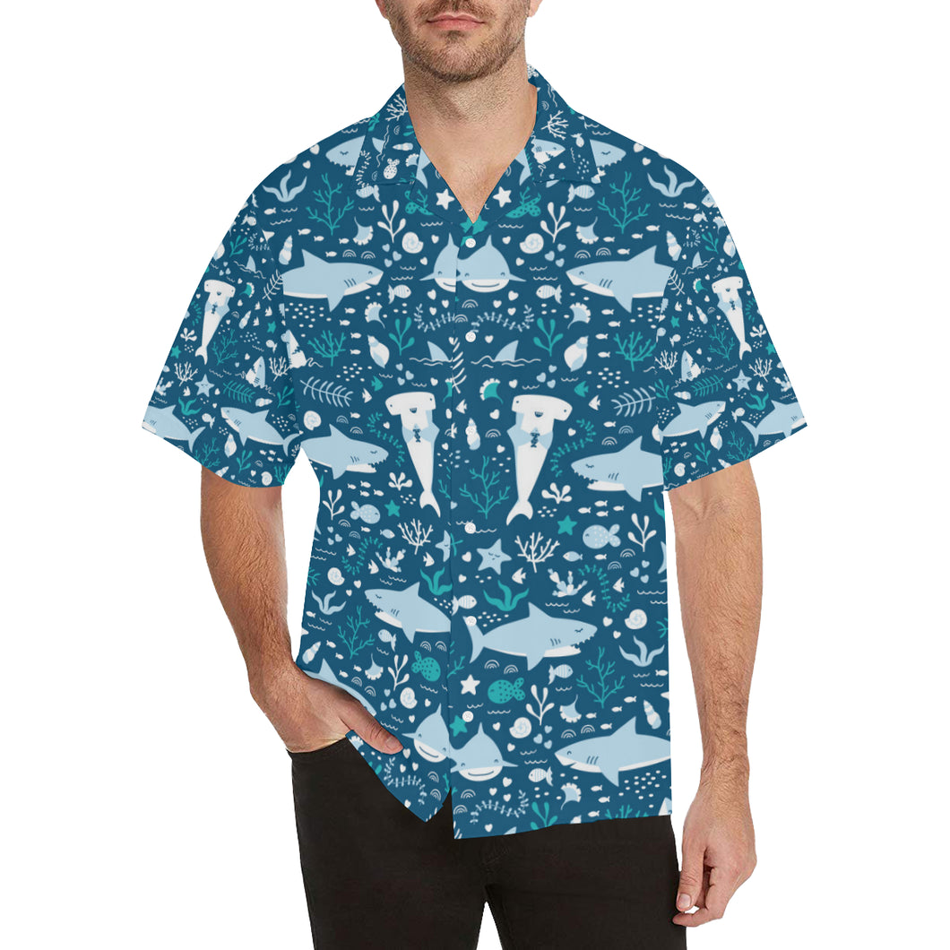 Cute shark pattern Men's All Over Print Hawaiian Shirt
