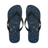 space pattern with planets, comets, constellations Unisex Flip Flops