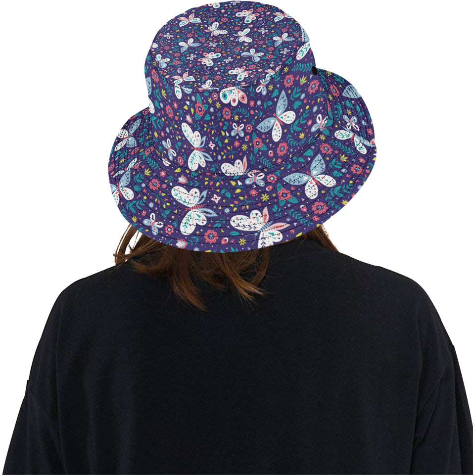 Colorful butterfly flower pattern.eps Unisex Bucket Hat