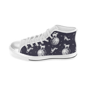 Chihuahua space helmet. astronaut pattern Women's High Top Canvas Shoes White