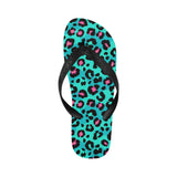 Green leopard skin print pattern Unisex Flip Flops