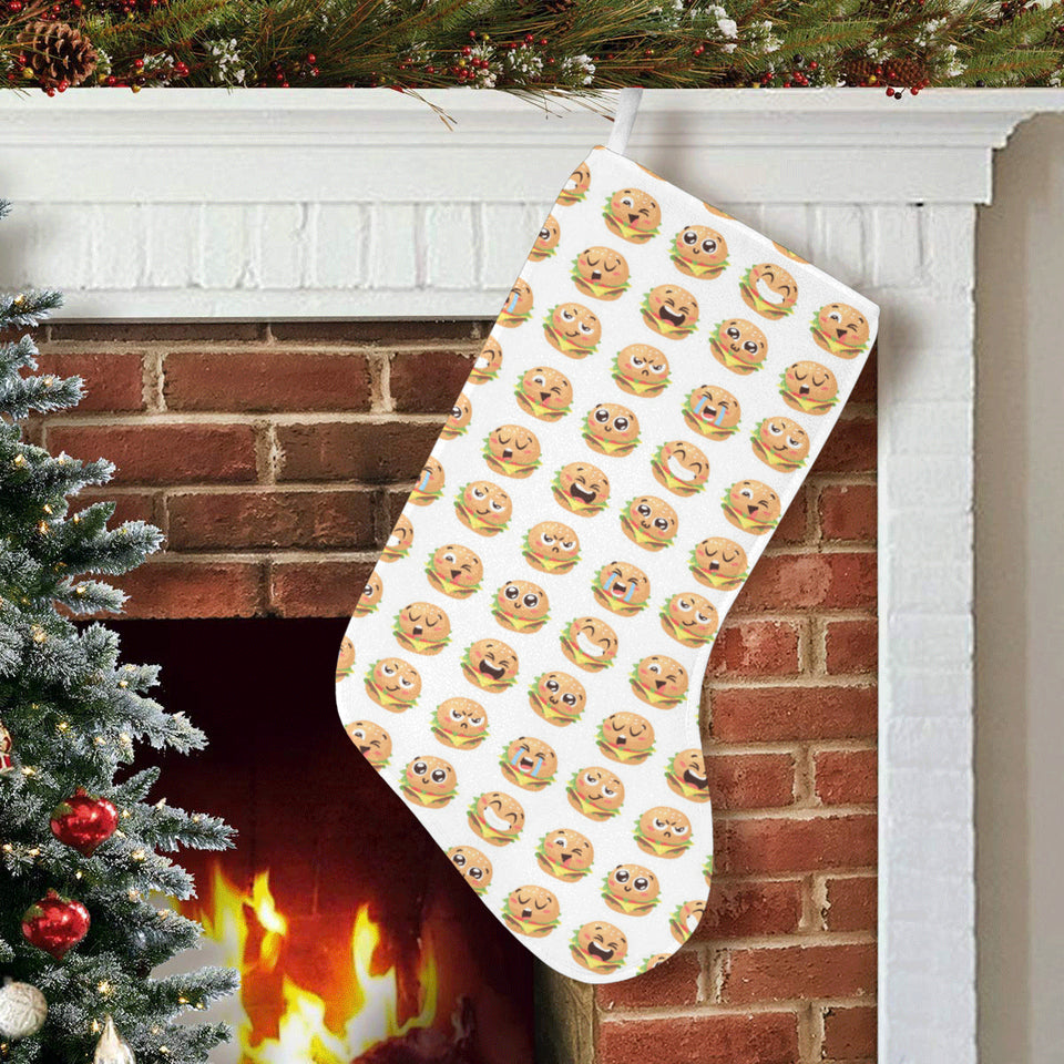 Hamburger Pattern Print Design 04 Christmas Stocking