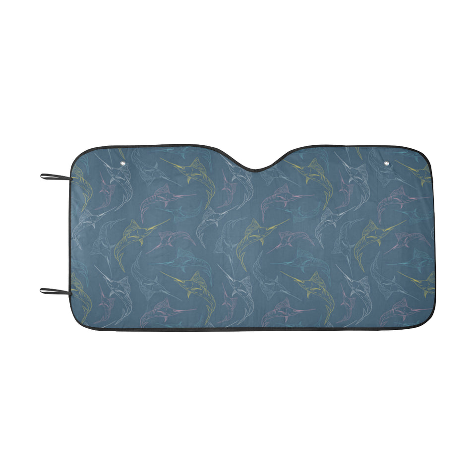 Swordfish Pattern Print Design 02 Car Sun Shade