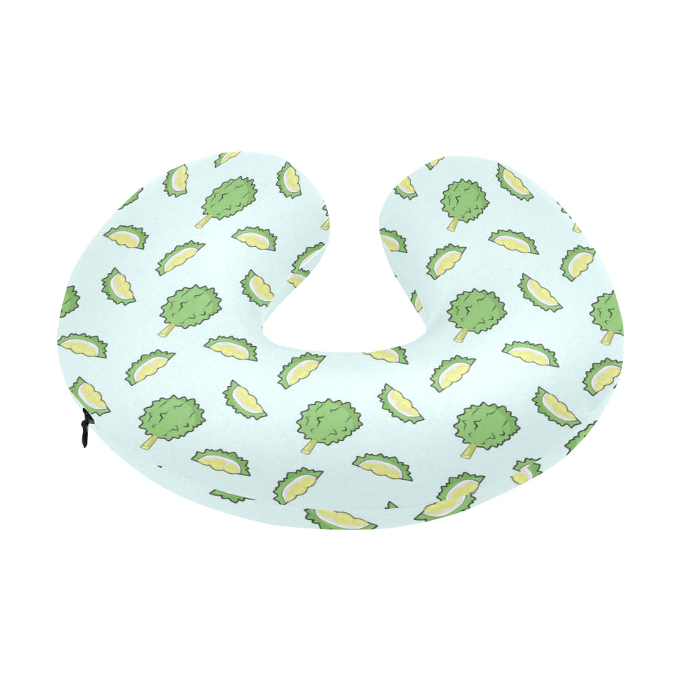 Durian pattern blue background U-Shaped Travel Neck Pillow