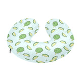 Durian pattern blue background U-Shaped Travel Neck Pillow
