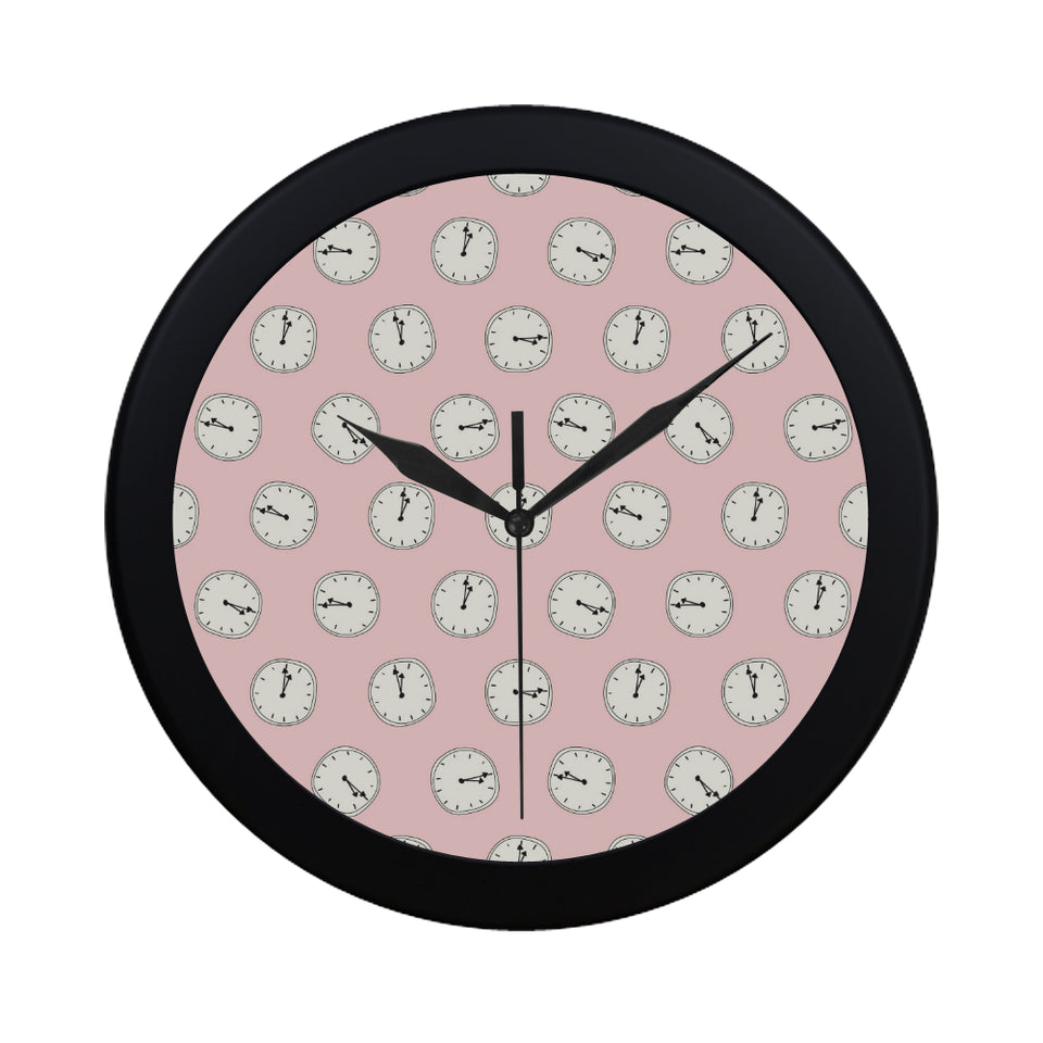 Clock pattern pink blackground Elegant Black Wall Clock
