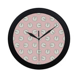 Clock pattern pink blackground Elegant Black Wall Clock