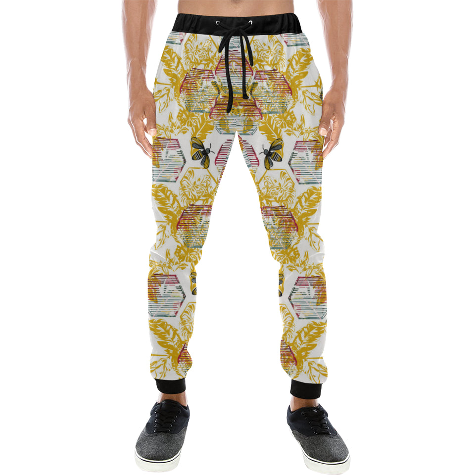Cool Bee honeycomb leaves pattern Unisex Casual Sweatpants