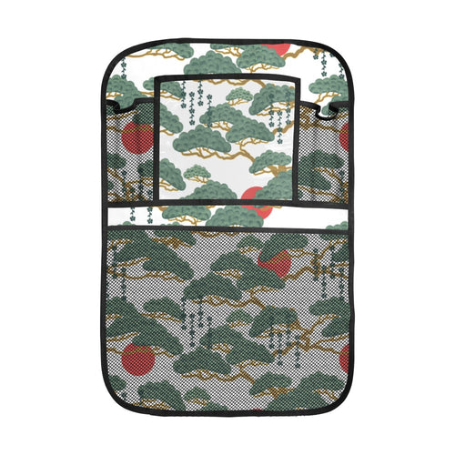 Bonsai red sun japanese pattern Car Seat Back Organizer