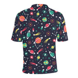 colorful space pattern planet star Men's All Over Print Polo Shirt