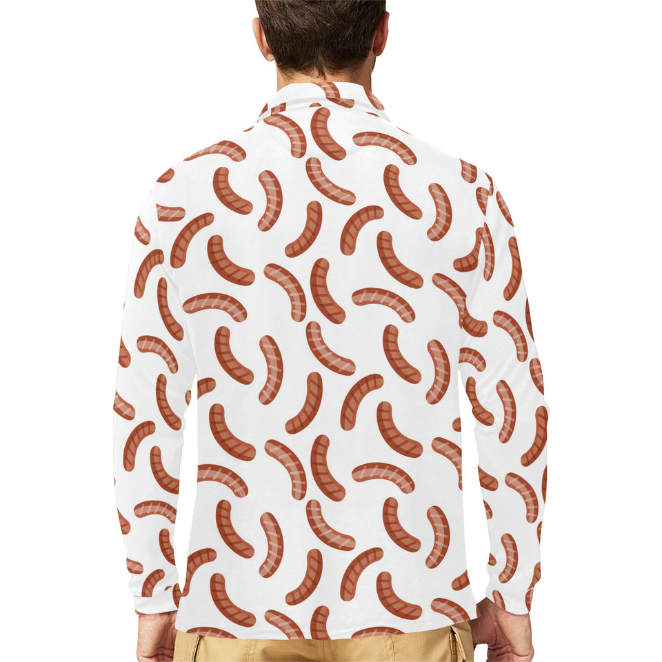 Sausage Pattern Print Design 04 Men's Long Sleeve Polo Shirt