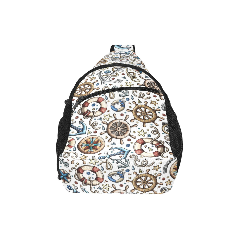 Cute nautical steering wheel anchor pattern All Over Print Chest Bag