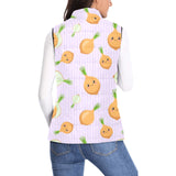 cute onions smiling faces purple background Women's Padded Vest