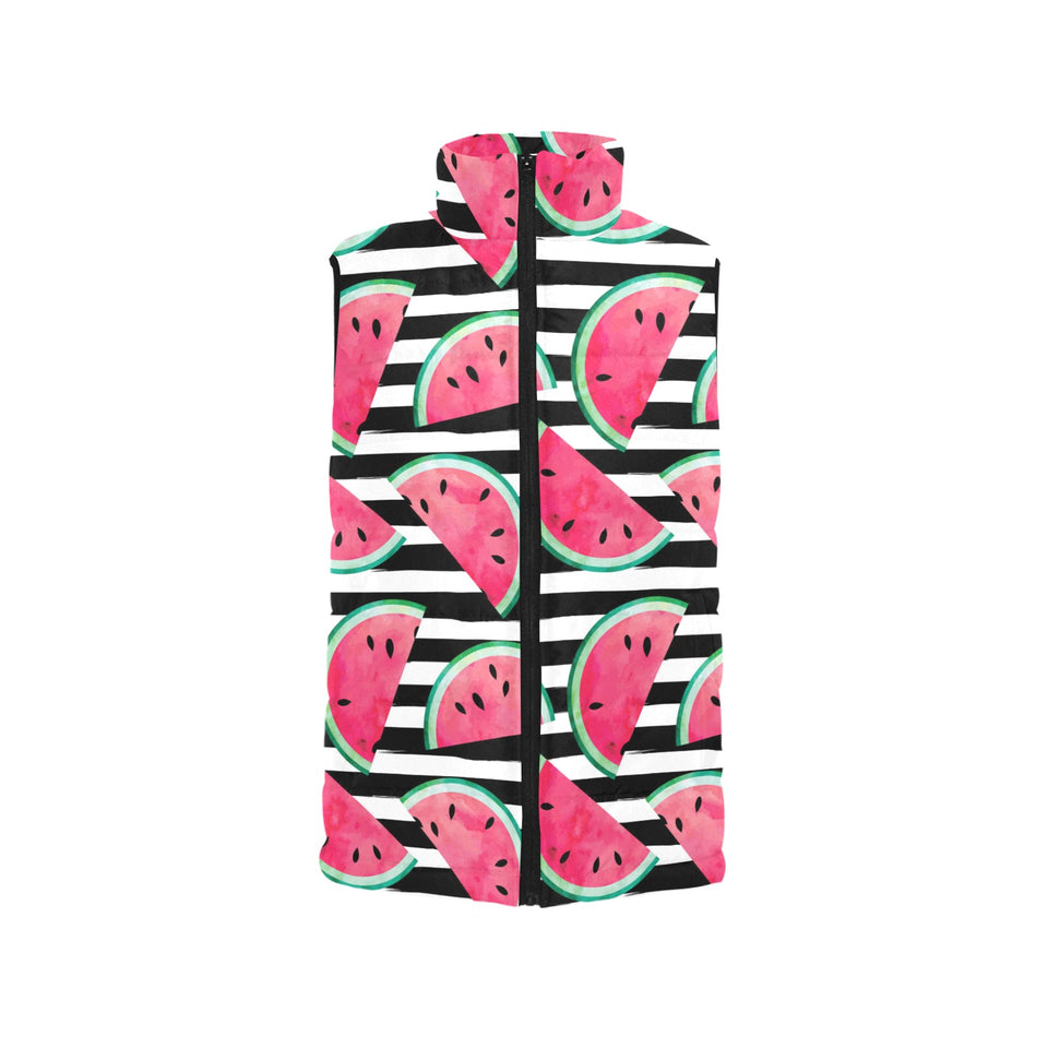 Watercolor paint textured watermelon pieces Women's Padded Vest