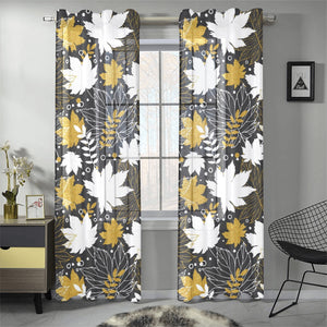 Beautiful gold autumn maple leaf pattern Gauze Curtain