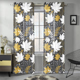 Beautiful gold autumn maple leaf pattern Gauze Curtain