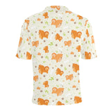 Cute brown pomeranian paw leave bone pattern Men's All Over Print Polo Shirt